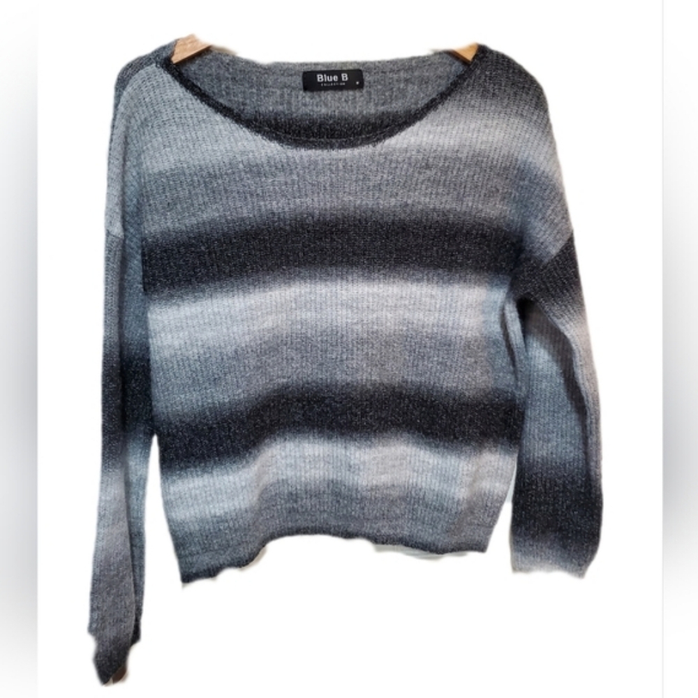 Women's Gray Ombre Striped Sweater